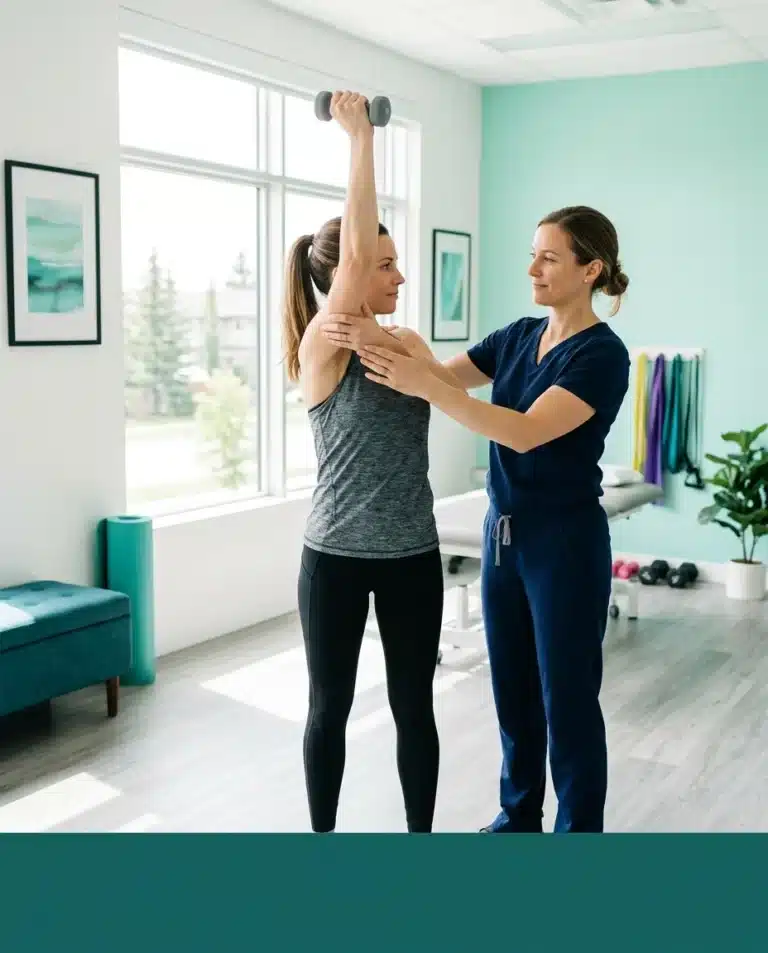 Achilles Tendinopathy Treatment Sherwood Park patient receiving physiotherapy care at Eastgate Physiotherapy